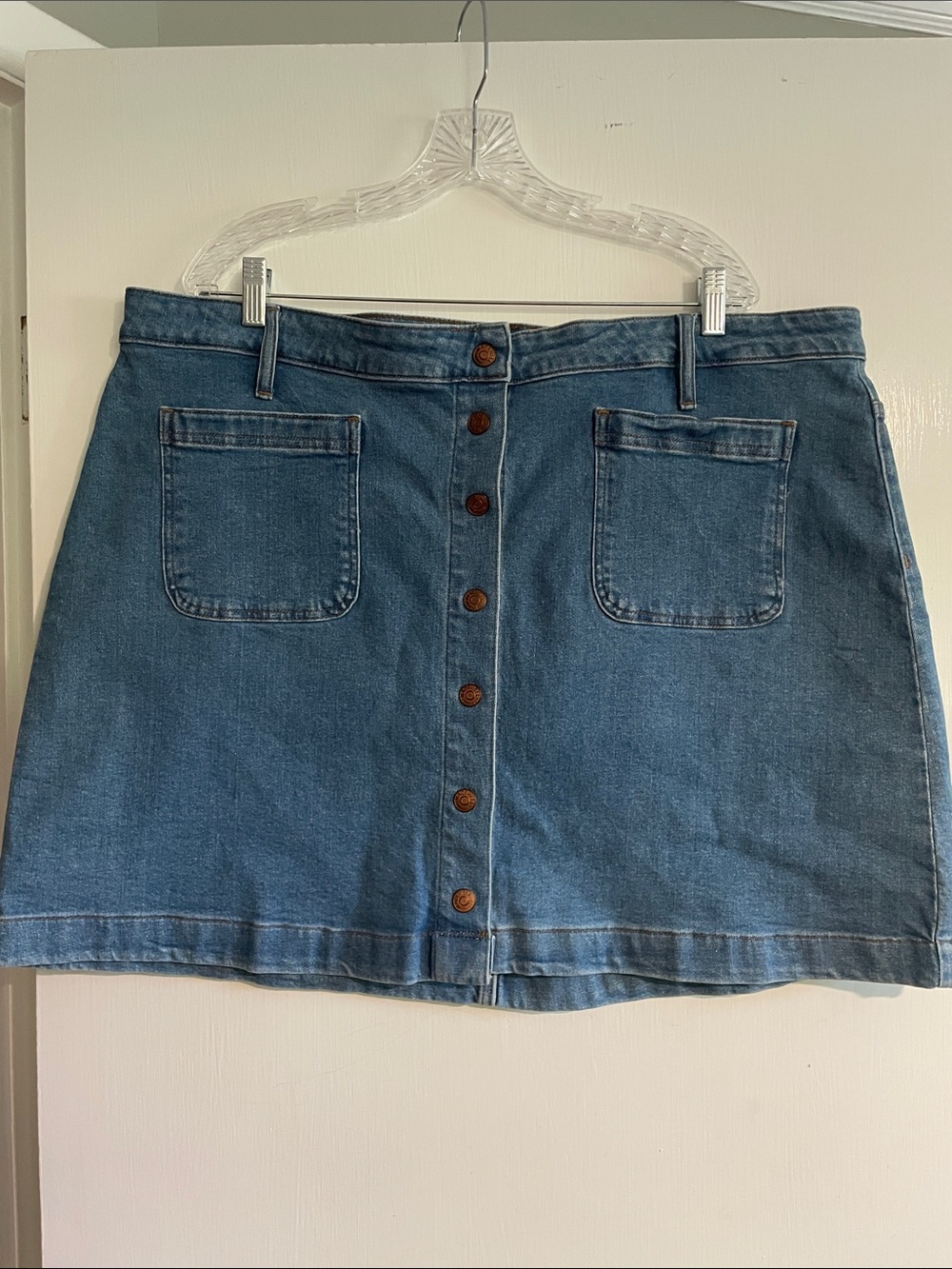 Madewell Blue Button-Front Denim A-Line Skirt, sz 35